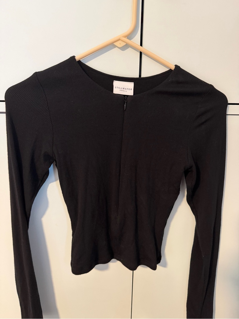Stillwater Black Ribbed Long-Sleeve Zip Tee